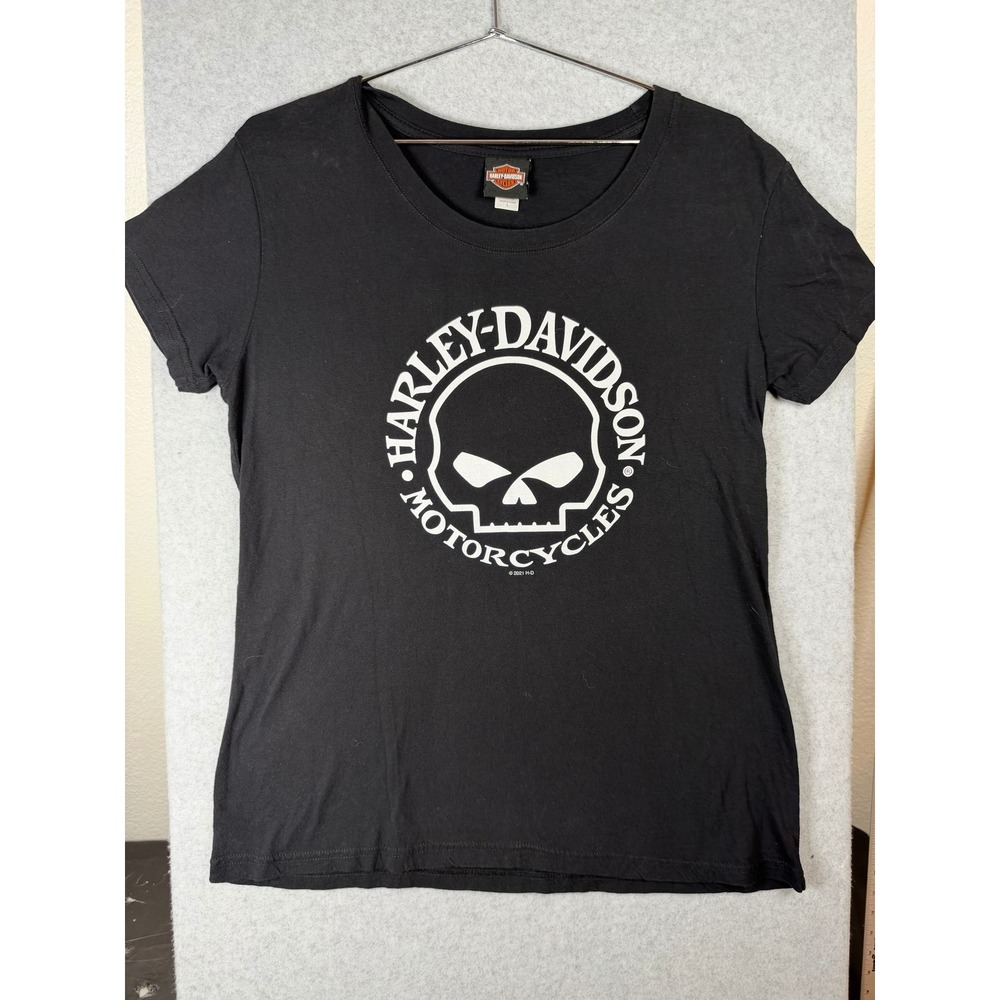 Harley-Davidson Womens Willie G Skull Graphic T-Shirt Black Fort Myers FL Large